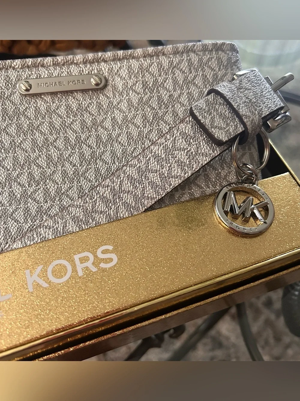 Michael Kors Metallic Silver MK Logo Belt Bag